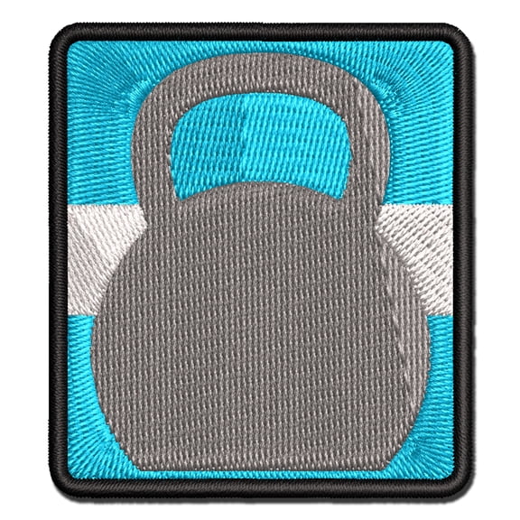 Kettlebell Weight Solid Applique Multi-Color Embroidered Hook & Loop Patch - 2.0 Inch Mini