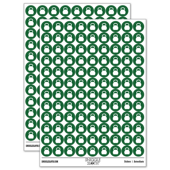 Kettlebell Weight Solid 200+ Round Stickers - Dark Green - Gloss Finish - 0.50" Size