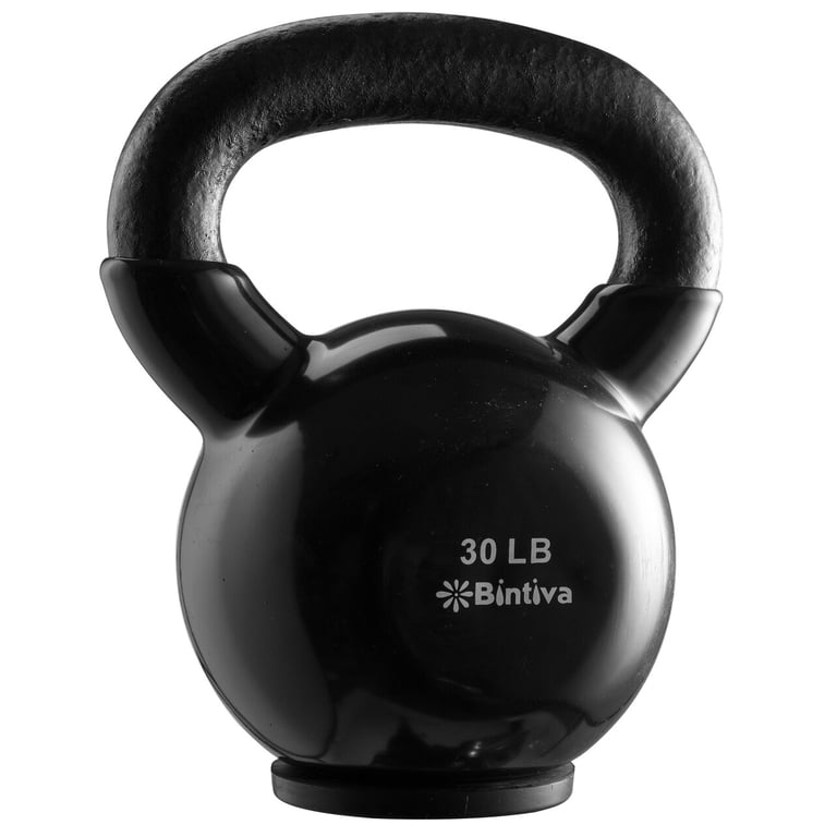 Bintiva Vinyl Coated Cast Iron Kettlebell, 30 lb photo 1
