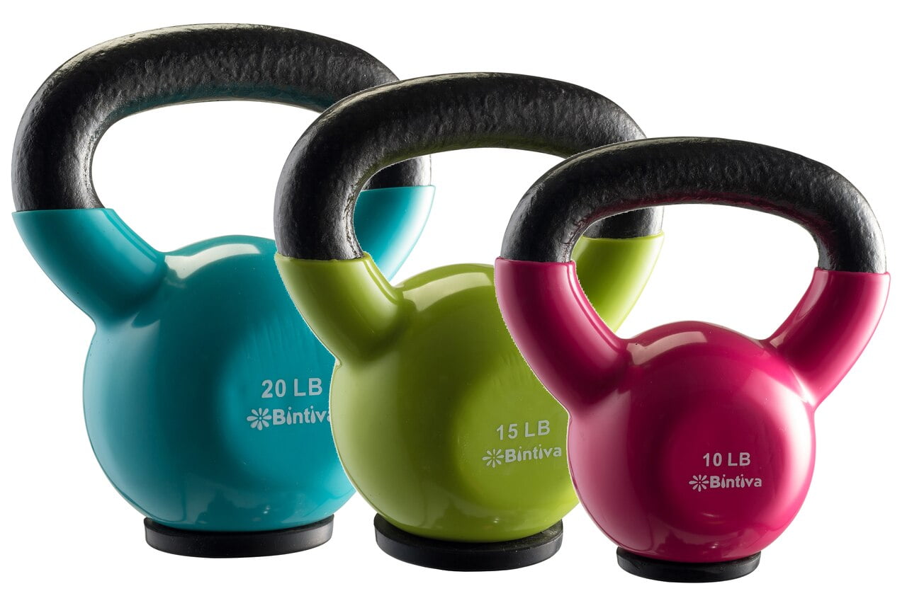 Kettlebells Professional Grade, Vinyl Coated, Solid Cast Iron Weights