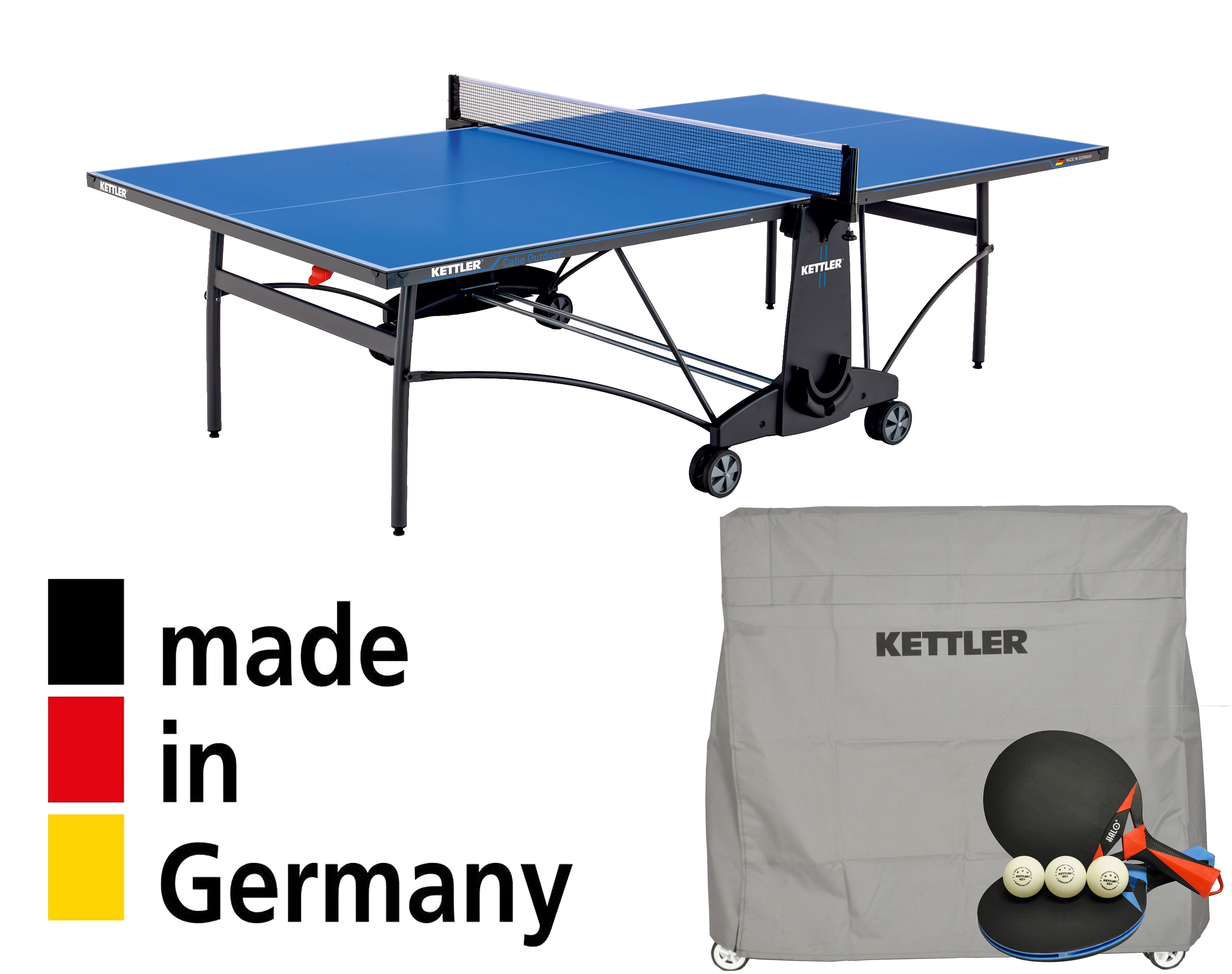 Kettler Cabo Outdoor Table Tennis 2X Player Bundle