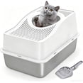 thumbnail image 1 of Kettnjoy Top Entry Cat Litter Box with Lid, Stainless Steel XL Enclosed Cat Kitty Litterbox, Extra Large Metal High Side Litter Pan Tray Box Enclosure Easy Cleaning Anti-Leakage, White, 1 of 7