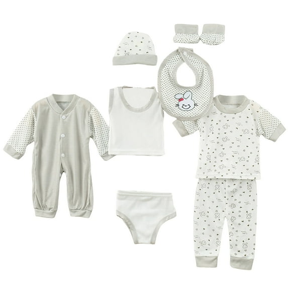 Ketyyh-chn99 0-3 Months Baby Girl Clothes 8Pcs Baby Clothing Set Layette Shower Girls Boys Unisex Grow Comfort Soft Clothes Cartoon Outfits Gift Grey,0-3 Months