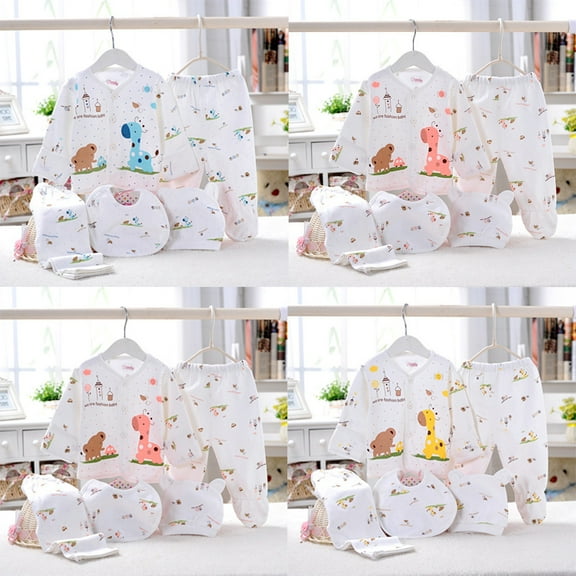Ketyyh-chn99 0-3 Months Baby Girl Clothes Newborn Baby Girl Clothes Shower Gift Set Coat Hat Bib 2 Pants 5PCS Size for One Size,C