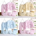 thumbnail image 1 of Ketyyh-chn99 0-3 Months Baby Girl Clothes Newborn Baby Layette Gift Set for Baby Boys Coat+Hat+Bib+2 Pants 5PCS Size for One Size,Blue, 1 of 9