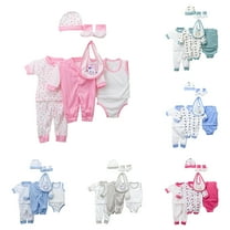 Ketyyh-chn99 0-3 Months Baby Girl Clothes Newborn Layette Gift Set for Baby Boys Jumpsuit 2 Tops 2 Pants Hat Foot Covers Scarf 8PCS Size for 0-3 Months,Light Blue