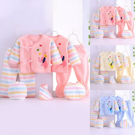 Ketyyh-chn99 0-3 Months Baby Girl Clothes Newborn Layette Gift Set for Baby Boys or Baby Girls 2 Tops+2 Pants+Hat+Bib 7PCS Size for 0-3 Months,Yellow
