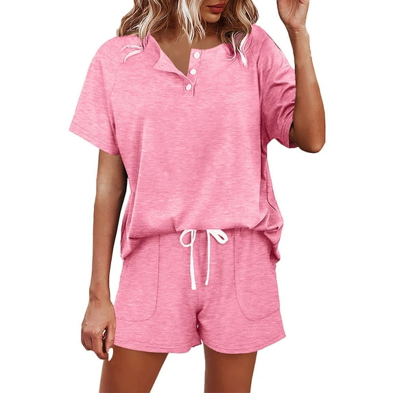 Ketyyh-chn99 2 Piece Lounge Set Women Shorts for Women Outfits Women Fashion Casaul Summer Short Top Set Hot Pink,XL