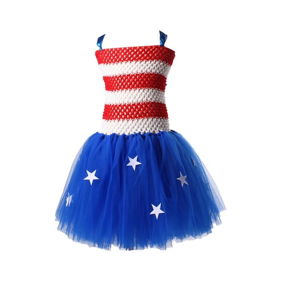 Ketyyh-chn99 4th of July Clothes for Kids Toddler Baby Girls Outfit Independence Day Shirt Skirt American Flag Summer Clothes Dress Sundress White,8-9 Years