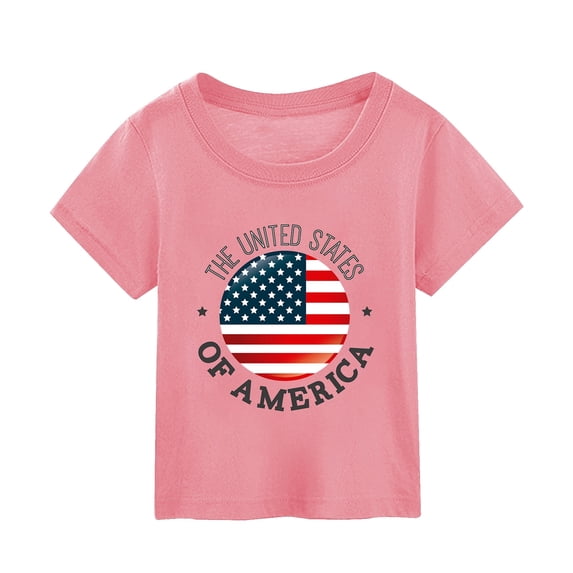 Ketyyh-chn99 4th Of July Shirts Kids USA Shirts for Kids Boys Girls Independence Day American Flag Graphic Tee Patriotic Shirt Tops Pink,9-10 Years