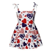 Ketyyh-chn99 4th of July Dress Little Girls Dress Summer Toddler Girl Independence Day Clothes Kids Sundress Red,3-4 Years