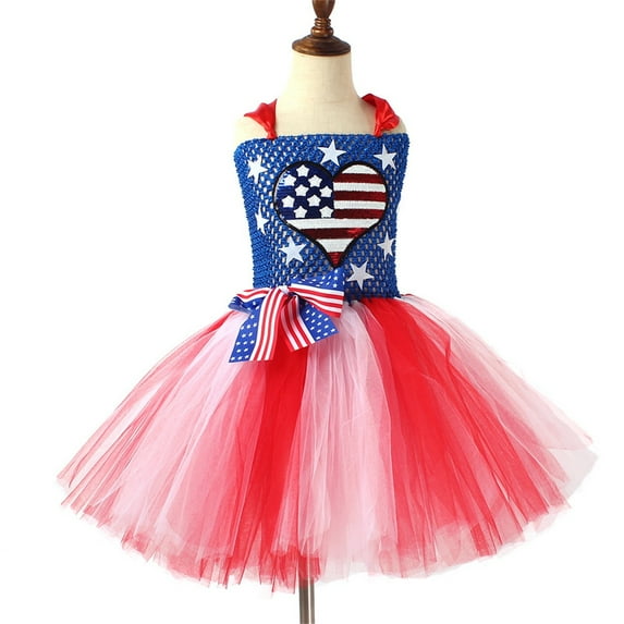 Ketyyh-chn99 4th of July Stars Dress Toddler Summer Dresses for Girls Independence Day Clothes Kids Sleeveless Sundress Red,8-9 Years