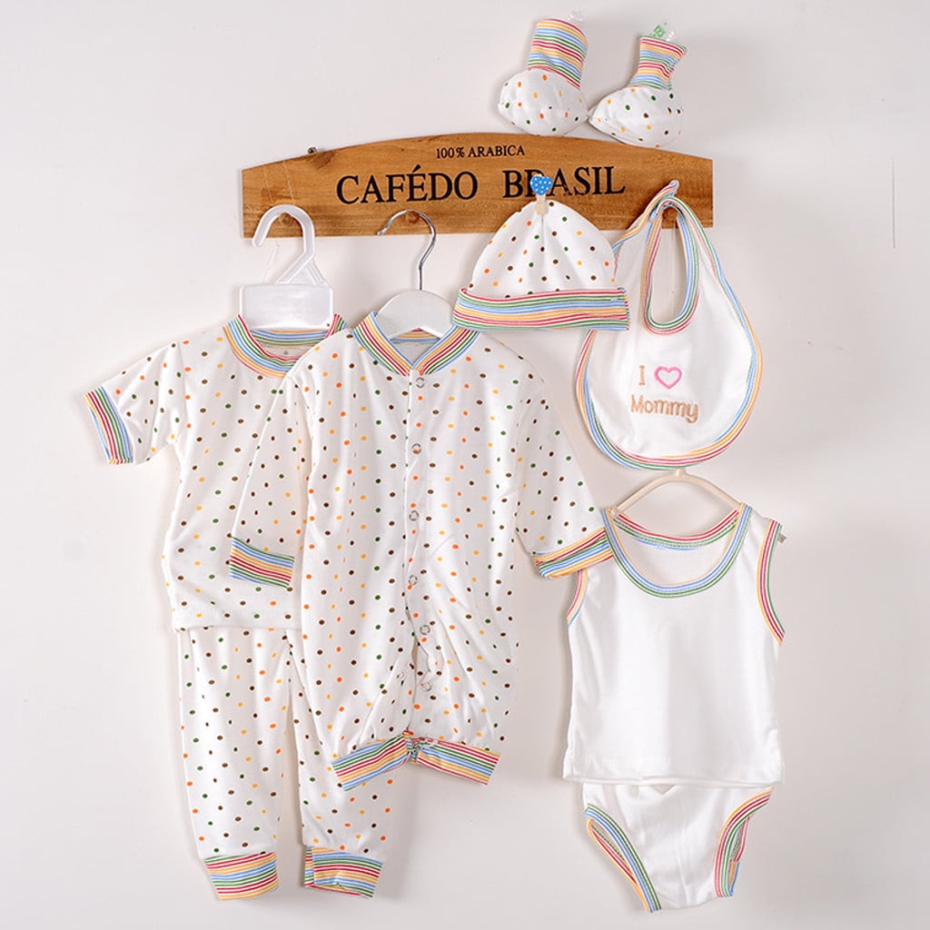 Ketyyh-chn99 8PCS Newborn Girl Boy Clothes 0-3 Months Baby Outfits Pants Gifts Tops+Hat+Pants +Bib+Sock Shose+Romper Layette Set Multicolor,One Size