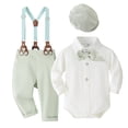 thumbnail image 1 of Ketyyh-chn99 Baby Boy Dress Clothes 6-9 Months Baby Boy Clothes Suit Toddler Outfits Formal Dress Waistcoat Pants Hat Bow Tie Set Size for 6-9 Months,Light Green, 1 of 5