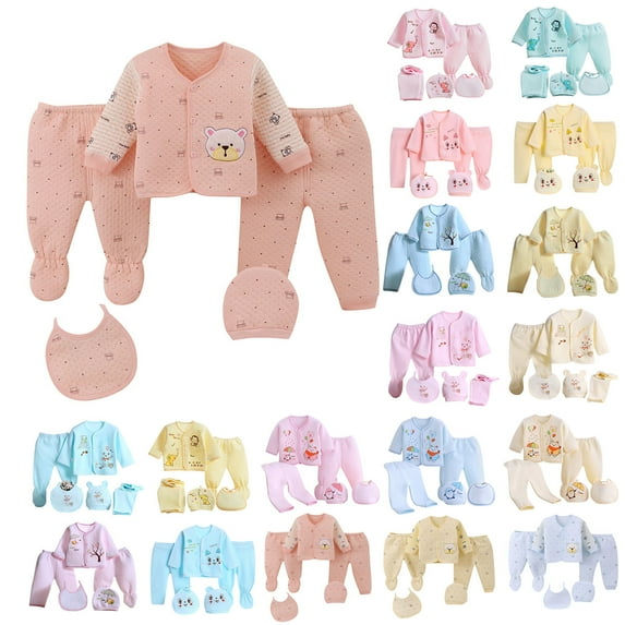 Ketyyh-chn99 Baby Boy Clothes 0-3 Months Newborn Layette Gift Set for Baby Boys or Baby Girls Shirt+2 Pants+Hat+Bib 5PCS Size for 0-3 Months,Yellow