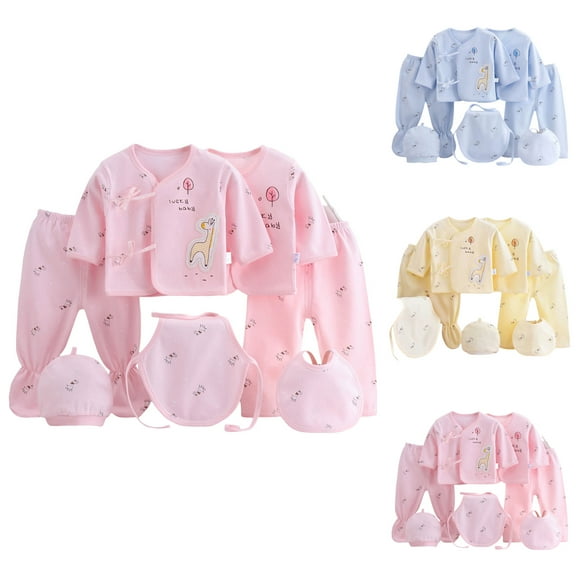 Ketyyh-chn99 Baby Boy Clothes 0-3 Months Newborn Outfits 2 Tops+2 Pants+Hat+Bib 7PCS Size for 0-3 Months,Yellow