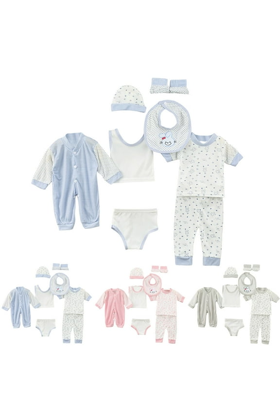 Baby Boy Clothes 0-3 Months Newborn Outfits Baby Girl 2 Jacket+Pants+Jumpsuit+Bib+Hat+Shoes+Socks 8PCS Size for 0-3 Months,Blue