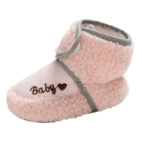 Ketyyh-chn99 Baby Boy Girl Winter Boots Fall Shoes Infant Baby Boys Girls Slippers Cozy Fleece Booties Soft Bottom Warm Cartoon Socks Newborn Crib Shoes Pink,12
