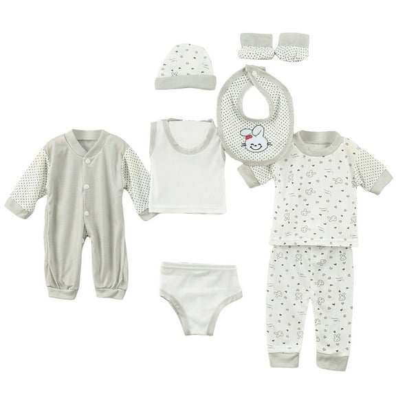 Ketyyh-chn99 Baby Boy Shower Gift Set 8PCS Preemie Baby Girl Boy Clothes Set  Bib Sock Set Tops Hat Pants Girl Boy Baby 8Pcs Outfits Boy shoes Romper Girl Boy Outfits for 0-3Months,Grey