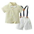 thumbnail image 1 of Ketyyh-chn99 Baby Boy Summer Wedding Outfit Baby Boys Gentleman Bowtie Formal Outfit Suits Tuxedo Vest Coat Wedding Party Suit Size for 18-24 Months,Yellow, 1 of 1