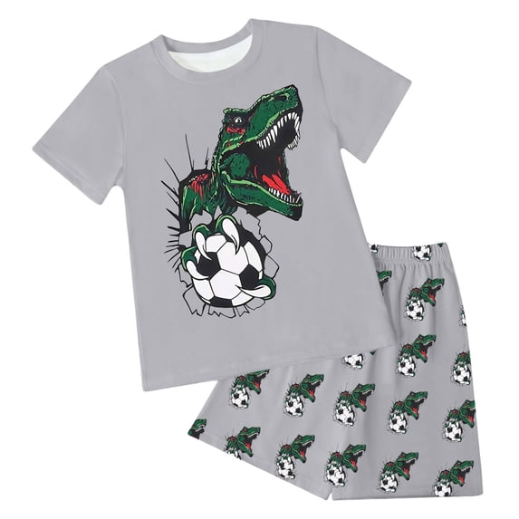 Ketyyh-chn99 Baby Boys' 2 Piece Sets Children's Summer Set Print T Shirt Shorts Breathable Children's 2 Piece Set Size for 5-6 Years,Grey