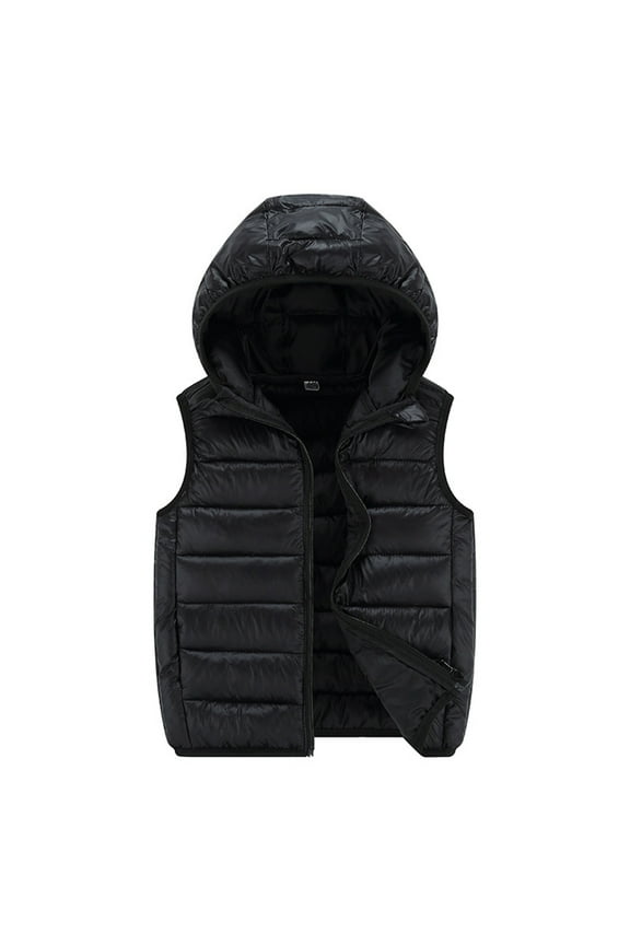 Baby Boys Girls Clothes Toddler Baby Grils Vest Outwear Boys Zipper Solid-color Thick Kids Warm Coat Black,8-10 Years