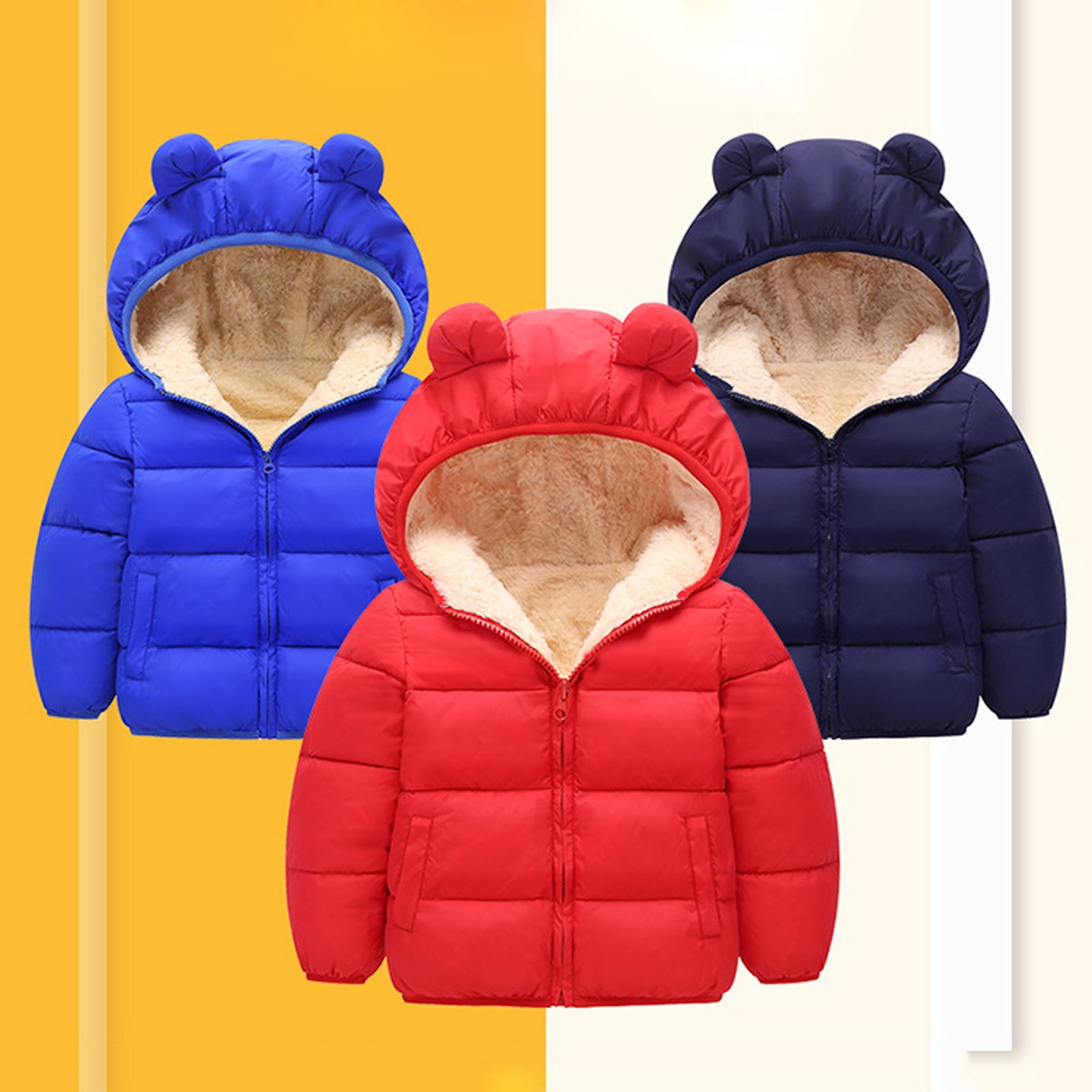 Babyhug Full Sleeves Hooded Padded Winter Jacket Color Block - Off White Navy