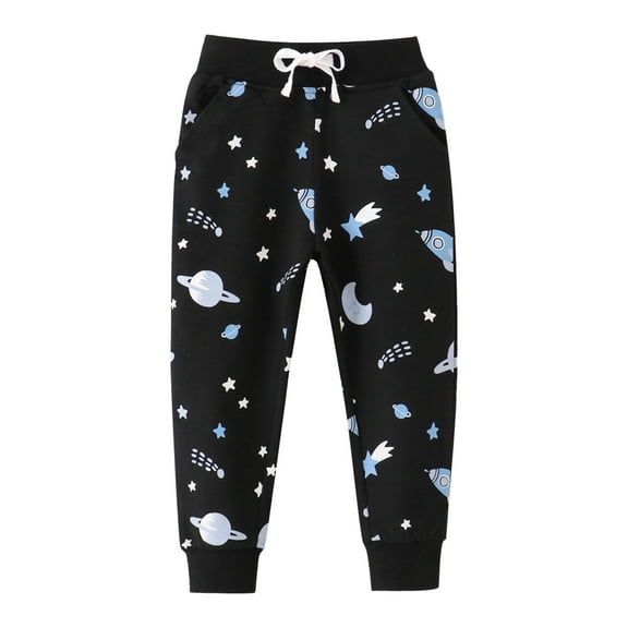 Ketyyh-chn99 Baby Boys Pants Floral Harem Pant Toddler Kids Summer Loose Beach Pants Black,6T