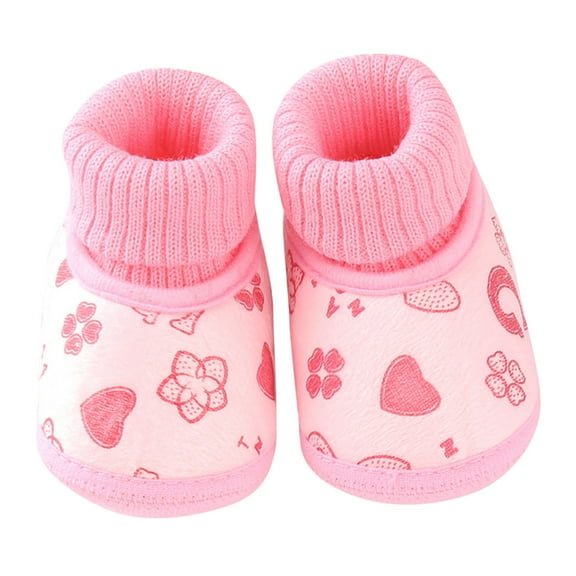 Ketyyh-chn99 Baby Cozy Fleece Booties Fall Shoes Baby Boys Girls Winter Warm Shoes Cozy Fleece Snow Boots Toddler Non-Slip Walking Shoes Infant Outdoor Water Booties Pink,12