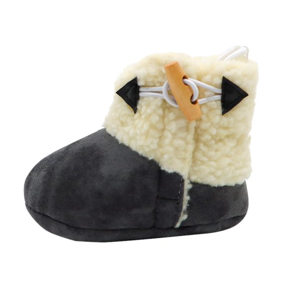 Ketyyh-chn99 Baby Cozy Fleece Booties Fall Shoes Baby Girls and Boys Crib Fleece Sherpa Booties with Slip-Resistant Soles for Infant and Toddler Black,One Size