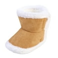 thumbnail image 1 of Ketyyh-chn99 Baby Cozy Fleece Booties Kids Shoes Newborn Infant Baby Boys Girls Fleece Booties Soft Shoes Non Skid Winter Warm Slippers Khaki,5, 1 of 5