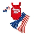 thumbnail image 1 of Ketyyh-chn99 Baby Girl 4th Of July Outfit Newborn Romper Bell Bottoms Set Toddler Suit Independence Day Clothes Grey,2 Years, 1 of 5