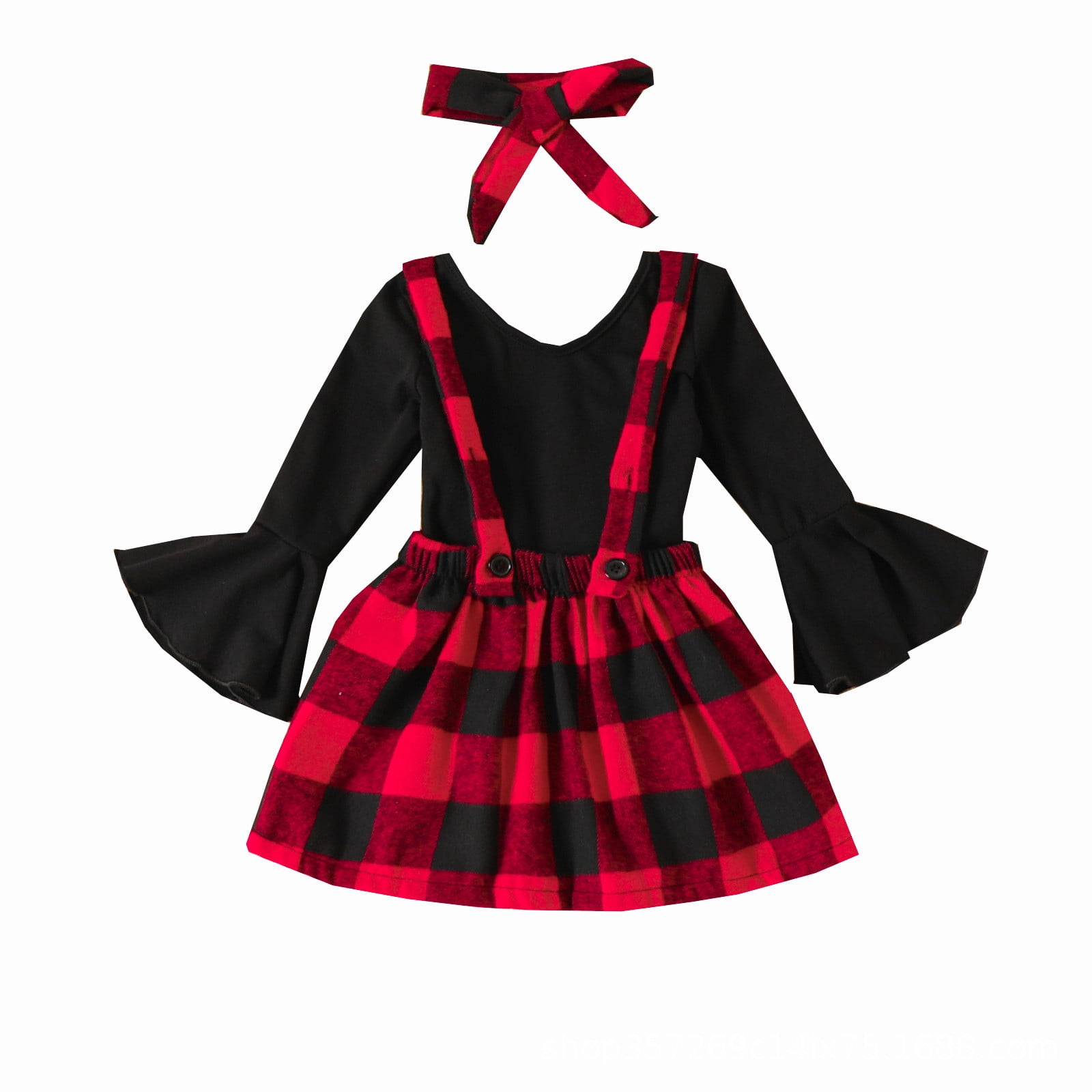 Ketyyh-chn99 Baby Girl Christmas Red Plaid Dress Ribbed Ruffle Romper Princess Tutu Dress Clothes Party Dresses Black,12-18 Months