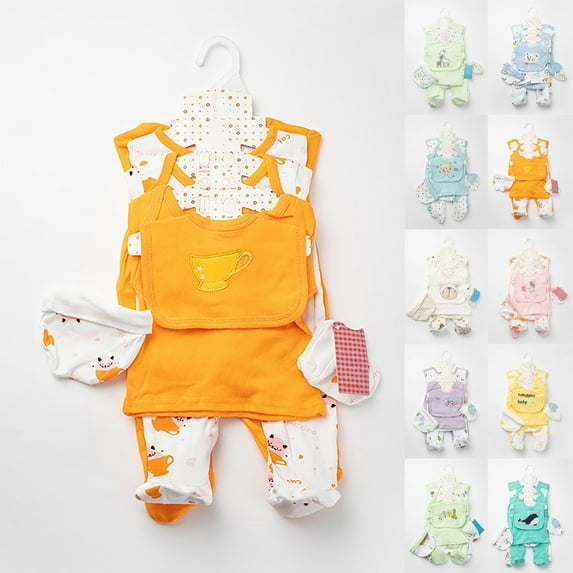 Ketyyh-chn99 Baby Girl Clothes 0-3 Months Baby Boy Girl Clothes Sets 2 Jumpsuits+2 Tops+Pants+Bib+Hat+Foot Covers 8PCS Size for 6-9 Months,Light Purple