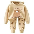 thumbnail image 1 of Ketyyh-chn99 Baby Girl Clothes Winter Fashion Toddler Girl Clothes Kid Fall Outfit Ruffle Sleeve Shirt Top Floral Pants Winter Clothing Set Size for 5-6 Years,Beige, 1 of 5