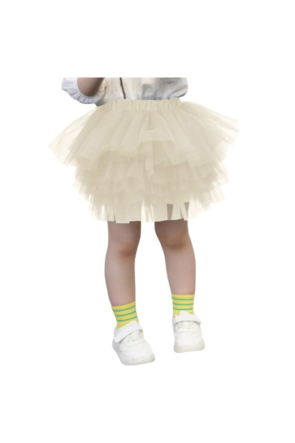 Baby Girl Fluffy Tutu Skirt Toddler Tutus for Girls 5 Layers Infant Tulle Tutu Skirt Baby Tutus Fluffy Ballet Tutu for Girls Size for 7-8 Years,Beige