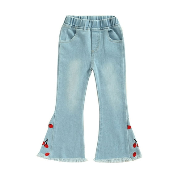 Ketyyh-chn99 Baby Girl Jeans Girl Pants Girls Denim Pants Gradient Bell Bottomed Trousers Blue,12-18 Months