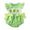 thumbnail image 1 of Ketyyh-chn99 Baby Girl Outfit Smocked Romper Plaid Bodysuit Cute Toddler Summer Clothes for 0-3 Months,Green, 1 of 6