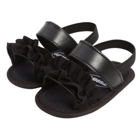 Silver Baby Sandal Shoes With Top Gray Flower