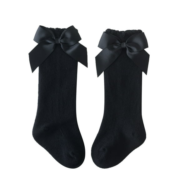 Ketyyh-chn99 Baby Girl Socks Baby Girls Tube Socks Cute Knit Socks Ruffled Toddler Stockings Black,M