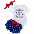 thumbnail image 1 of Ketyyh-chn99 Baby Girl Summer Outfit Girls Independence Day Short Sleeve Letter Prints Romper Bodysuit Shorts Outfits Clothes Set Size for 6-9 Months,Red, 1 of 5