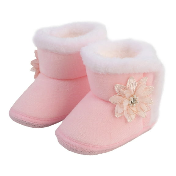 Ketyyh-chn99 Baby Girls Boys Booties Fall Shoes Newborn Infant Baby Boys Girls Fleece Booties Soft Shoes Non Skid Winter Warm Slippers Pink,4.5
