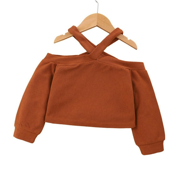 Ketyyh-chn99 Baby Girls' Clothing Girls Casual Puff Long Sleeve Knit Blouse Tee Tops Brown,5Y