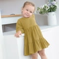 thumbnail image 1 of Ketyyh-chn99 Baby Girls Fall Dress Toddler Winter Long Sleeve Ruffle Dress Princess Dress Girl Clothes Gold,120, 1 of 2