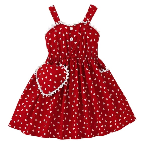 Ketyyh-chn99 Baby Girls Summer Sleeveless Dress Kid Princess Flower Beach Sundress Red,3-4 Years