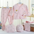 thumbnail image 1 of Ketyyh-chn99 Baby Layette Gift Set 0-3 Months Boys Cotton Clothes Baby Girls Tops+Hat+Pants +Bib Gift Set 5PCS Pink,One Size, 1 of 3