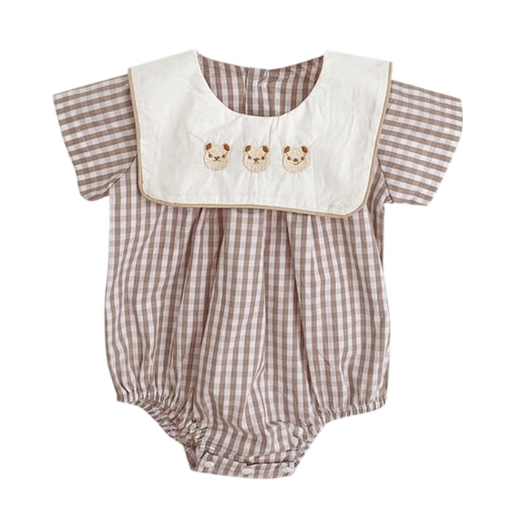 Ketyyh-chn99 Baby Outfits Baby Boy Girl Solid Romper Ribbed Short/Long Sleeve Bodysuit Jumpsuit Infant Knitted Outfits Clothes Khaki,6-9 Months