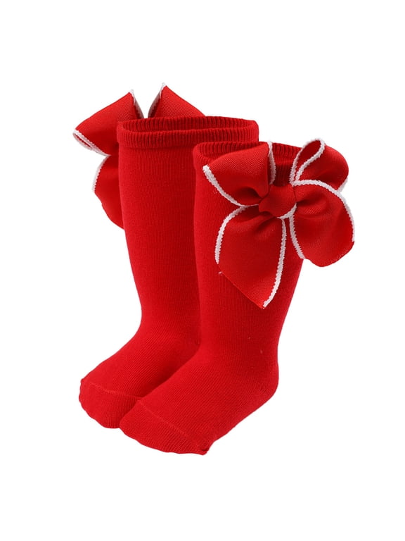 Baby Socks Kids Nonslip Slipper Socks Kids Baby Stockings Mid-Calf Toddler Sock Red,S