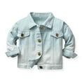 thumbnail image 1 of Ketyyh-chn99 Baby Sweater Fall Fashion Coat Boys Top Pocket Top Coat Button Denim Button Down Baby Kids Jacket Jeans Toddler Boys Girls Coat&jacket Solid Shirt Green,18-24 Months, 1 of 2