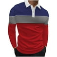thumbnail image 1 of Ketyyh-chn99 Big and Tall Mens Shirts Long Sleeve Button Knitted Stripe Polo Shirts AU,2XL, 1 of 4